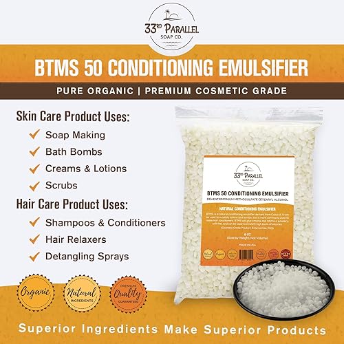 Miniatura 3 de 33rd PARALEL | Emulsionante acondicionador BTMS 50 (2 onzas) | 100% natural derivado de plantas | Acondicionador emulsionante de alcohol cetearílico