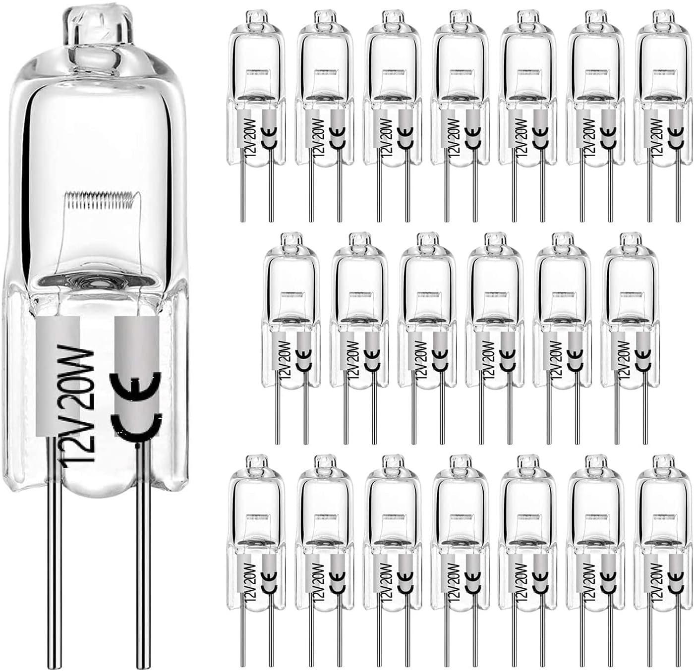 POPMISOLER G4 Halogen Light Bulbs, 20 Pcs 20W 12V 2 Pin Clear Capsule