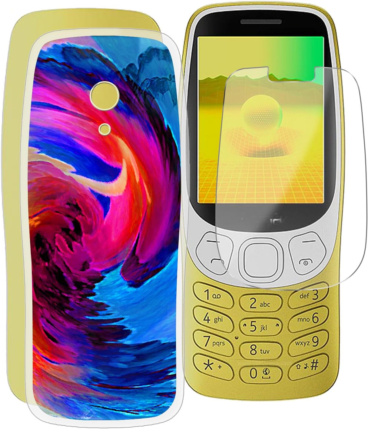 Case for Nokia 3210 2024 (2.40 Inch) Mobile Phone Case, Transparent Silicone Cover, Soft TPU Case, Shockproof, Scratch-Resistant Protective Case + 9H Hardness Glass Screen Protector for Nokia