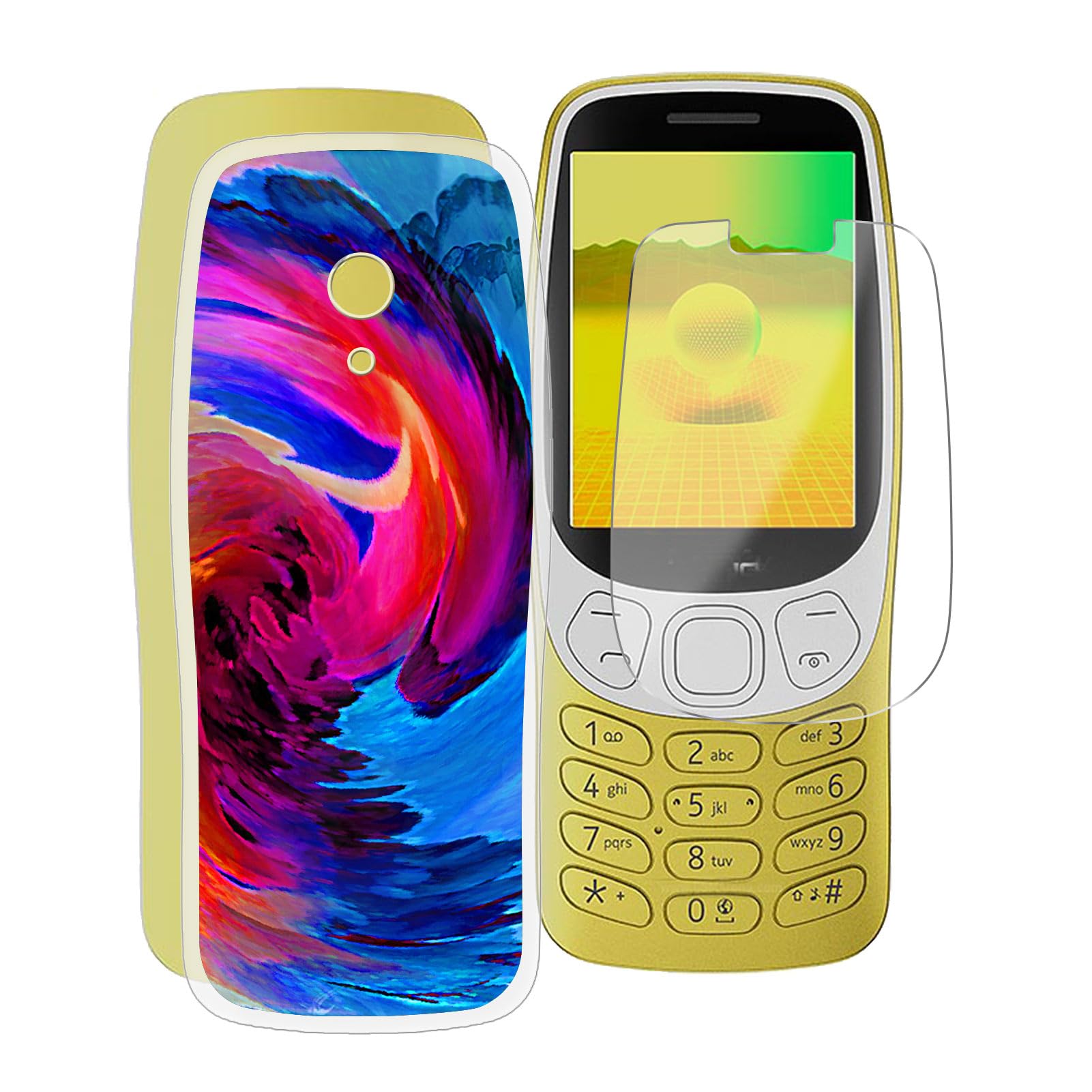 Case for Nokia 3210 2024 (2.40 Inch) Mobile Phone Case, Transparent Silicone Cover, Soft TPU Case, Shockproof, Scratch-Resistant Protective Case + 9H Hardness Glass Screen Protector for Nokia