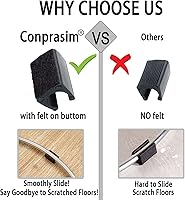 Vista 2 de Tapas rectangulares en forma de U para patas de silla con almohadillas de fieltro, protector de pies de muebles se desliza suavemente, sin arañazos