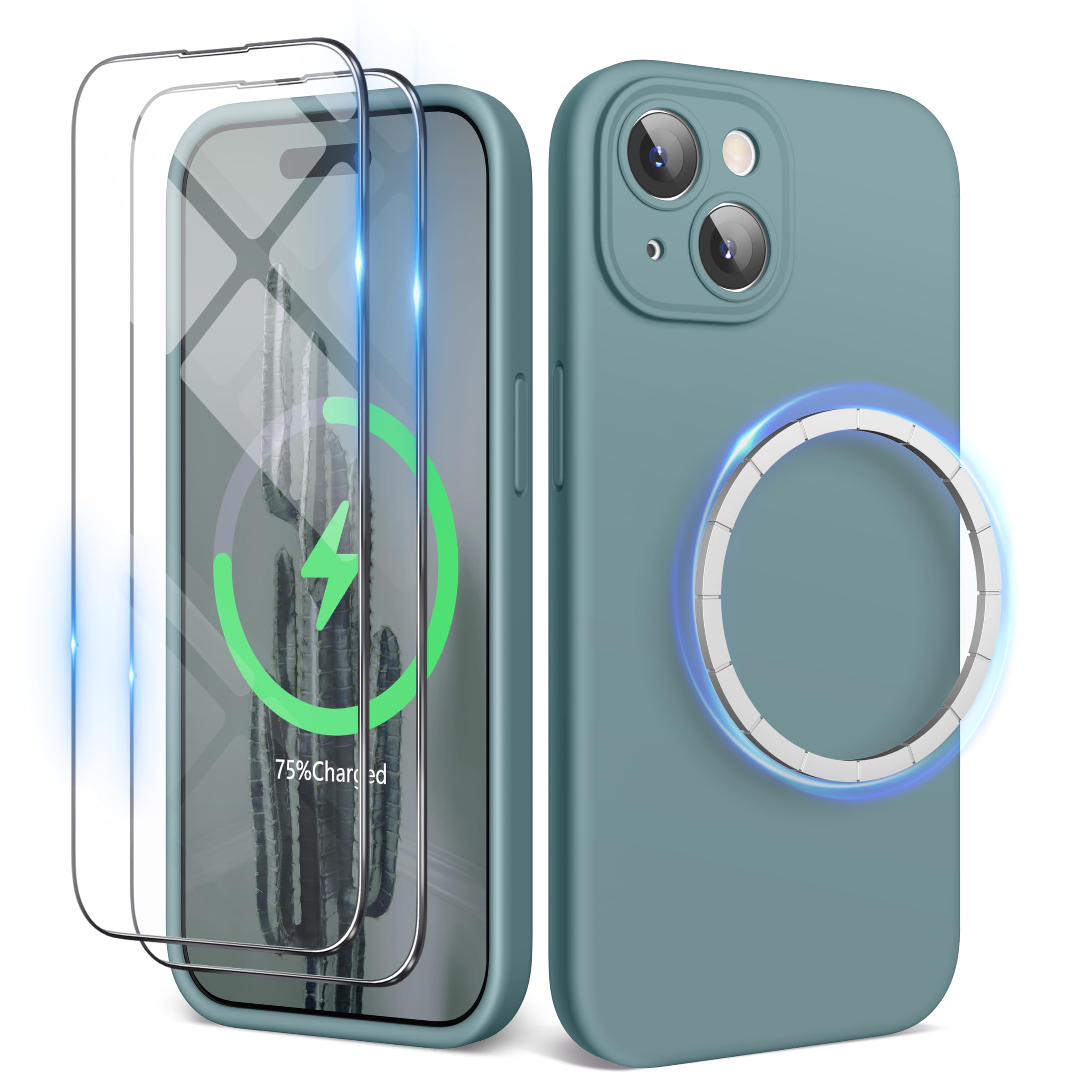 Custodia In Silicone Per IPhone 13 Mini – Protezione Individuale Per Ogni Lente, Antiurto, Fodera In Microfibra, Blu Notte