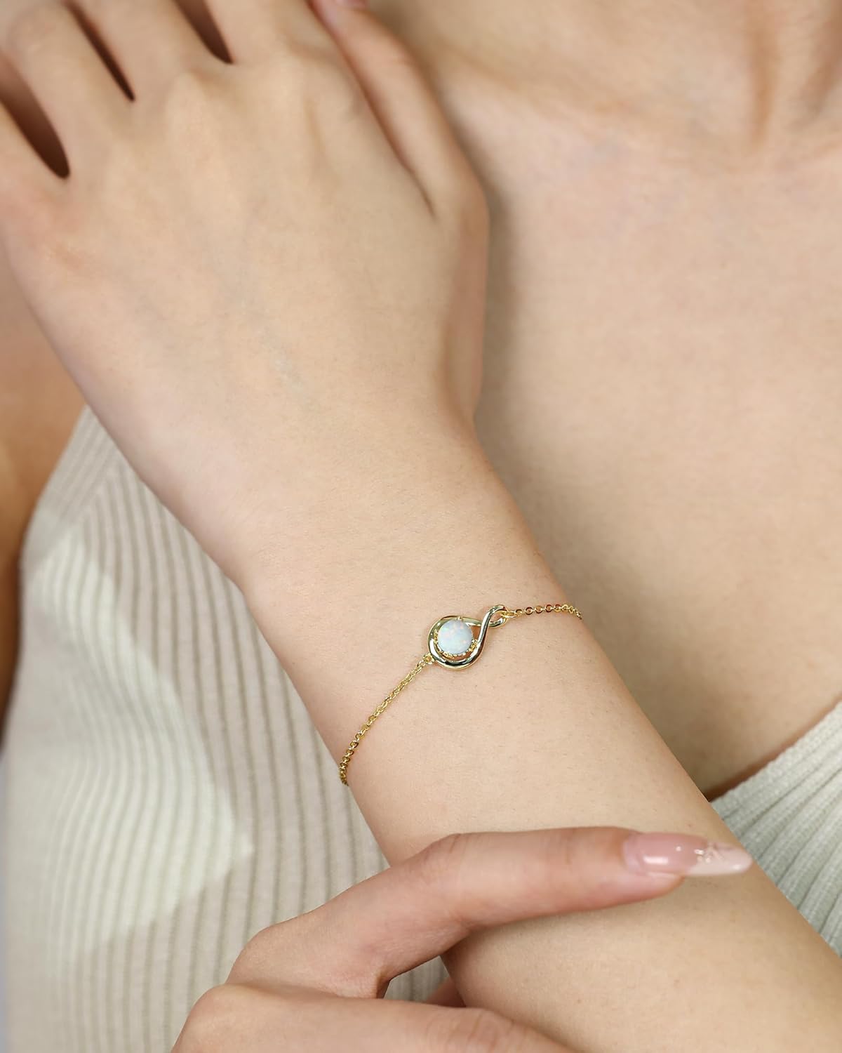 FANCIME Love Bracelet 925 Sterling Silver Infinity Birthstone Bracelets for Women Fine Jewelry Birthday Christmas Gifts for Her Mom Wife, Chain Length 6.7"+1.2" Extend