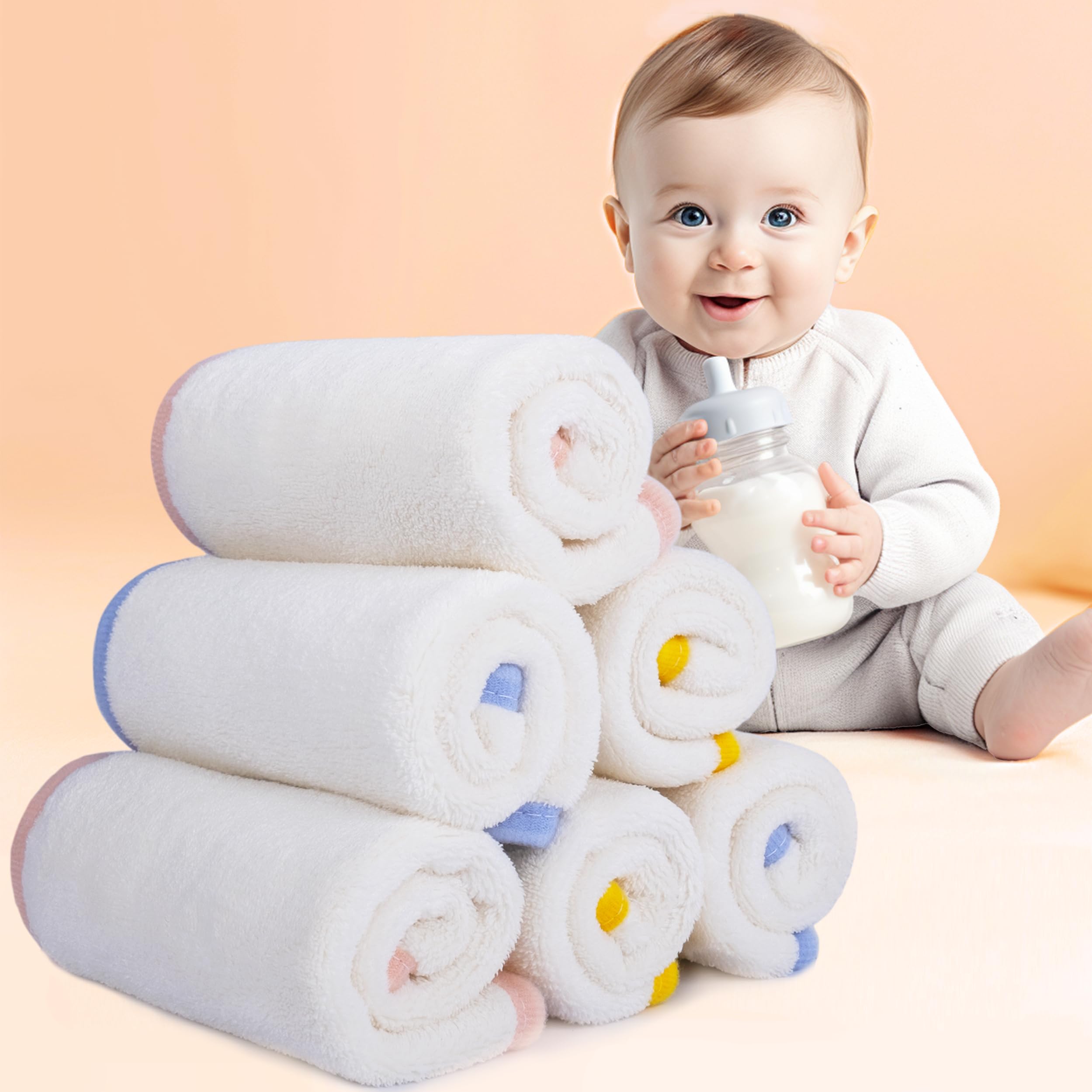 Polyte - Ściereczka premium dla niemowląt – hipoalergiczna i nie mechaci się – mikrofibra – biała – 25 x 25 cm – 6 sztuk