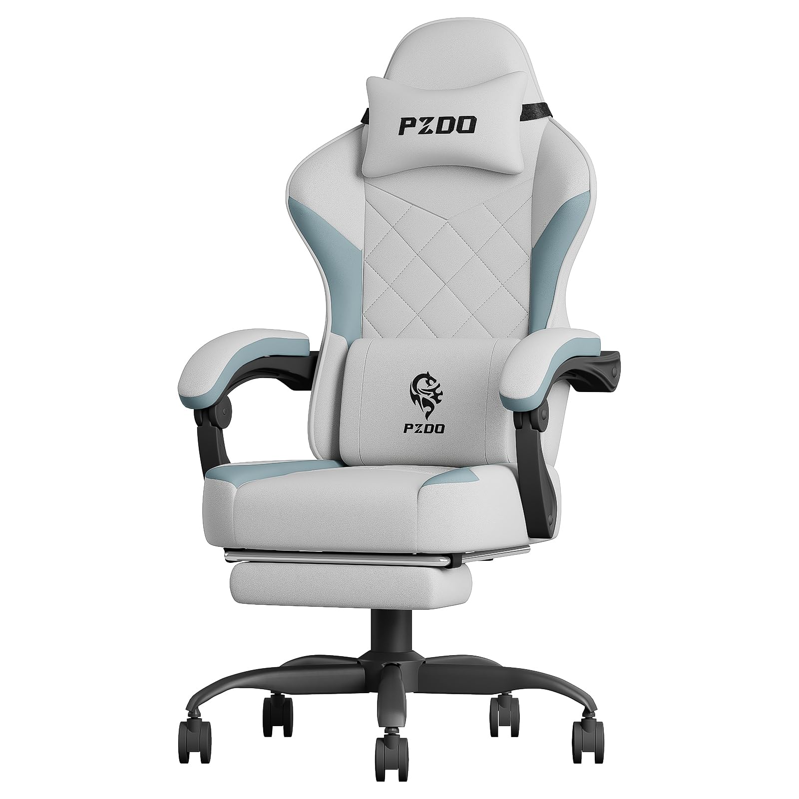 PZDO Office Chair Ergonomic Office Chair with Footrest, Ergonomic Chairs for Adults, Gaming Desk Chairs with Technology Fabric, Reclining Chaise de Bureau, Gift, Teens, (Gray)