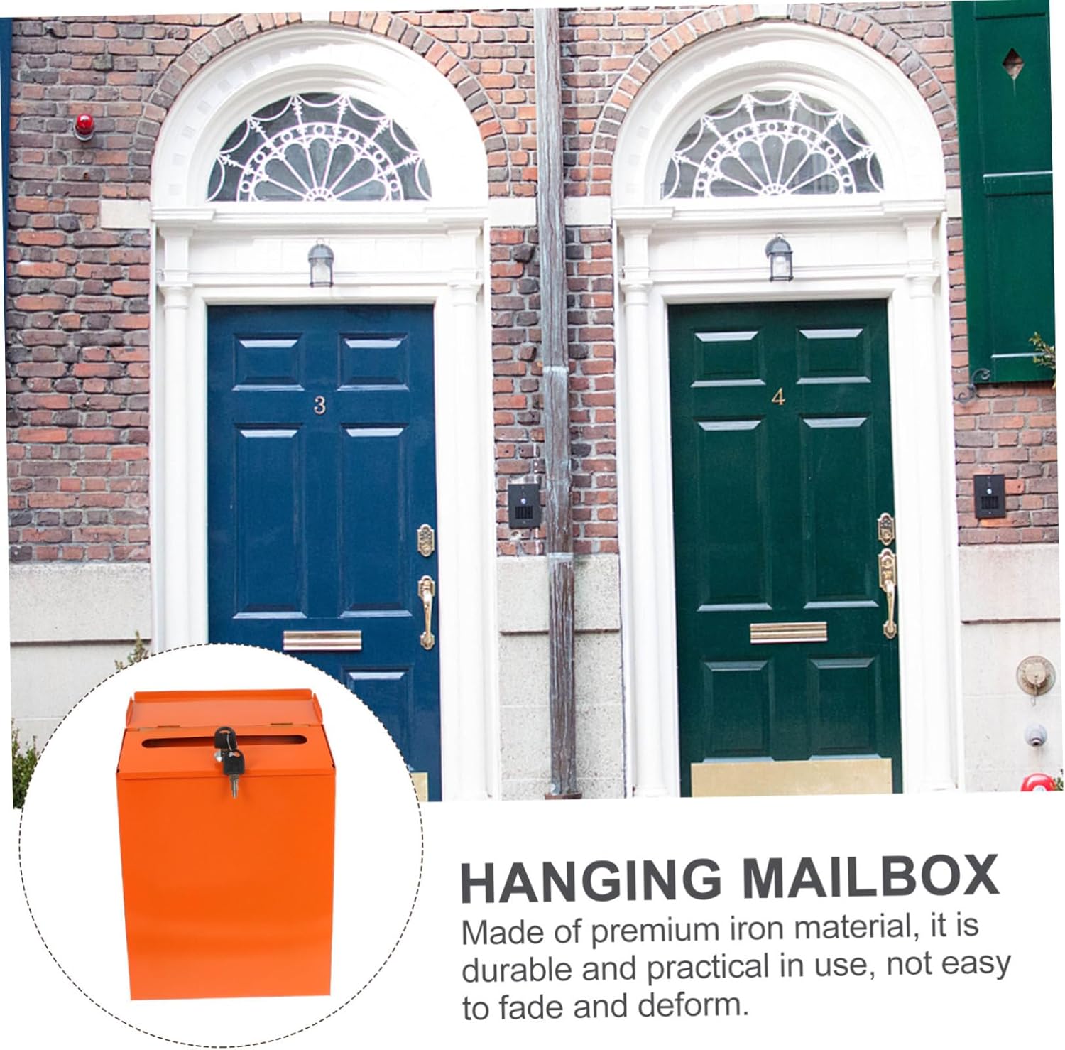 DOITOOL Locking Wall Mailbox Iron Material Outdoor Use Large Storage Office Factory School Security