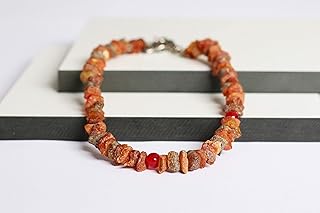 Amber Necklace for Dogs Made of Raw Baltic Amber Decorated with Red Jade Beads | Tick Collar | Amber Against Ticks | Ticks and Flea Protection Collar (35-40 cm) product image