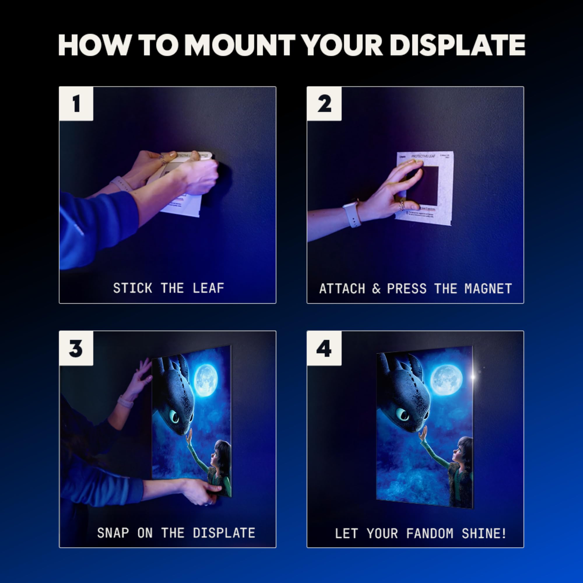 Displate Metall poster How To Train Your Dragon Meeting the Night Größe M | Bilder Wanddeko Wohnzimmer & Schlafzimmer Wandbilder, Geschenk. Wandkunst mit Magnet-Befestigung, ohne Bohren.