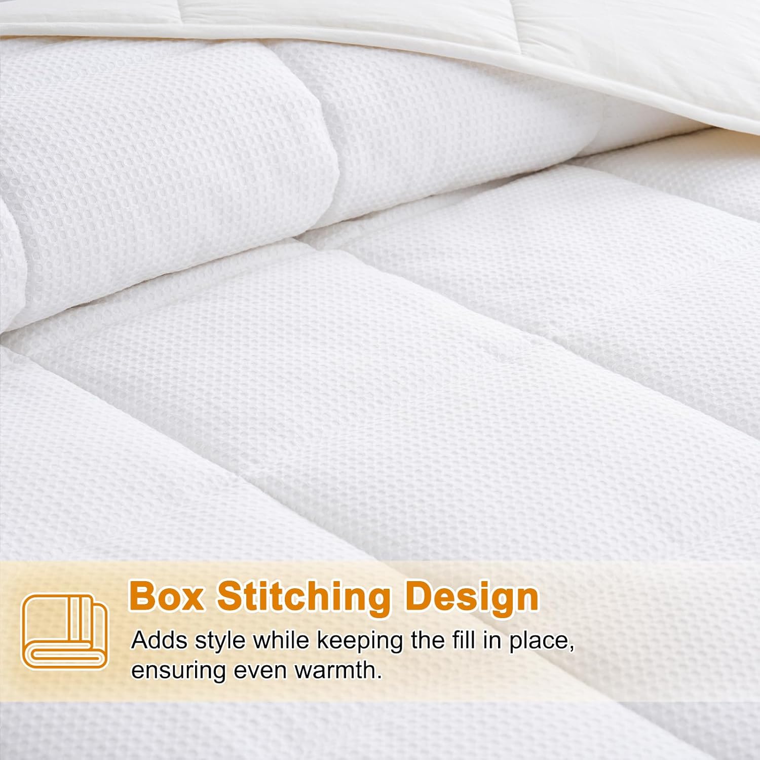Wool Comforter Dvet Insert King Size for All Season, Luxurious Organic Wool Fill Duvet, Breathable Comforter, 100% Noiseless Waffle Cotton Shell (White) - Image 6