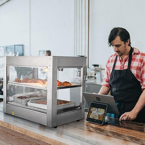 Miniatura 9 de calentador comercial de alimentos pizza, pretzel, empanada vitrina de almacenamiento (2 pisos)