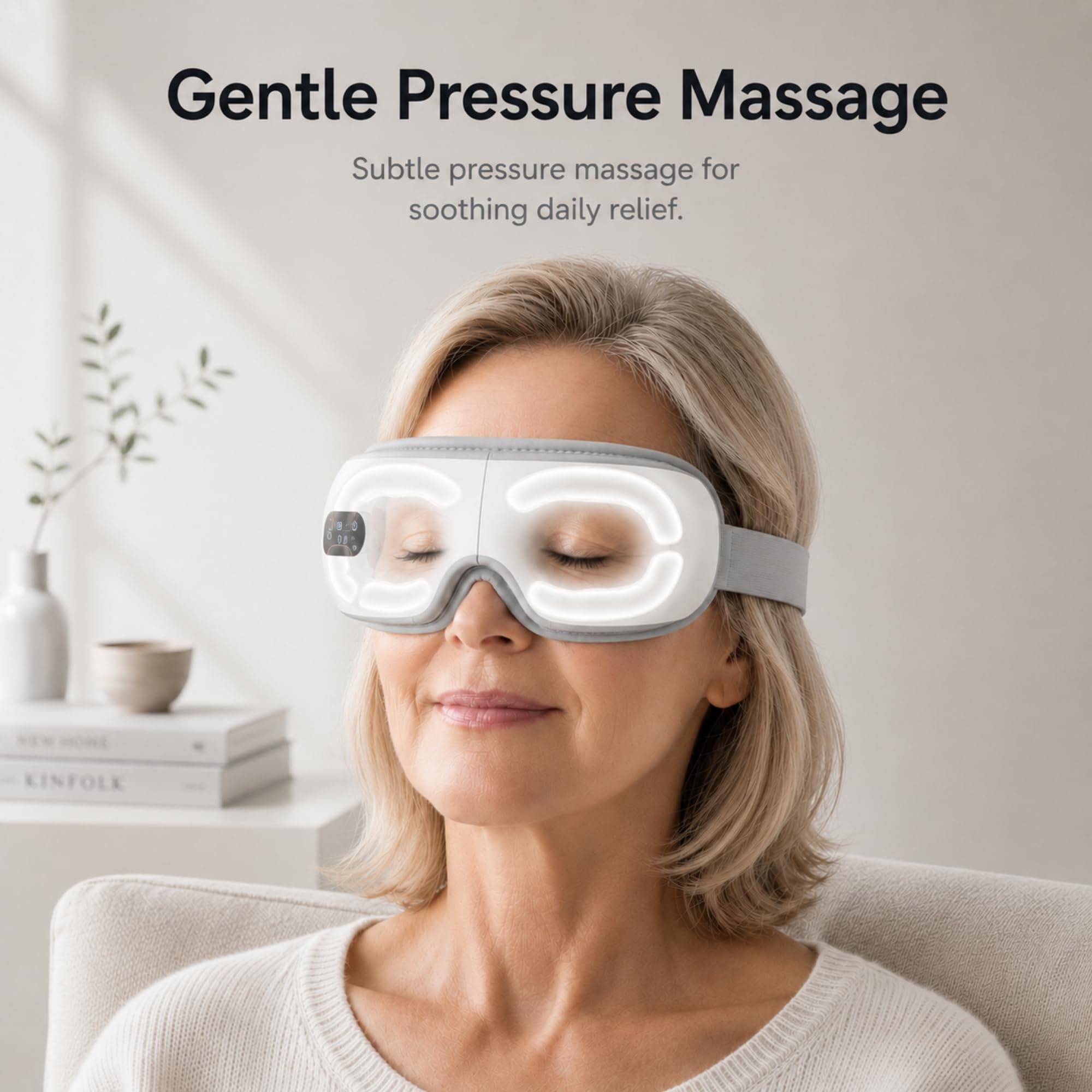 Augenmassagegerät mit Wärme und Bluetooth Musik, Beheizte Augenmaske für Migräne & Augenbelastung, Wiederaufladbares Augenpflegegerät für trockene Augen, Kopfschmerzlinderung & besseren Schlaf