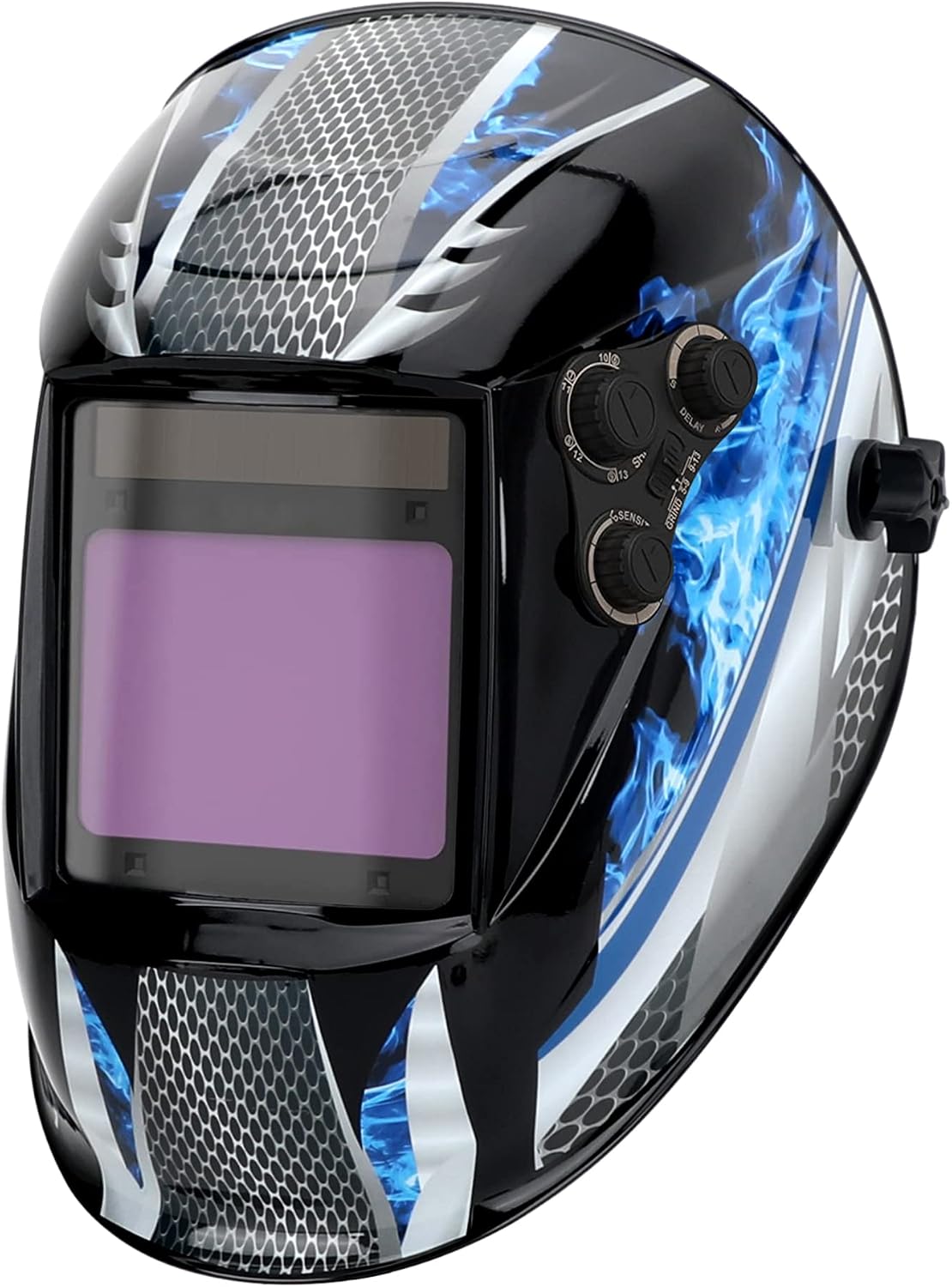 Welding Helmet, True Color Auto Darkening Welding Helmet, Large Viewing Screen Welding Mask for TIG MIG ARC, Solar Powered Welding Hood, 4 Arc Sensor Welder Helmet Wide Shade 4/5-9/9-13 (Blue)