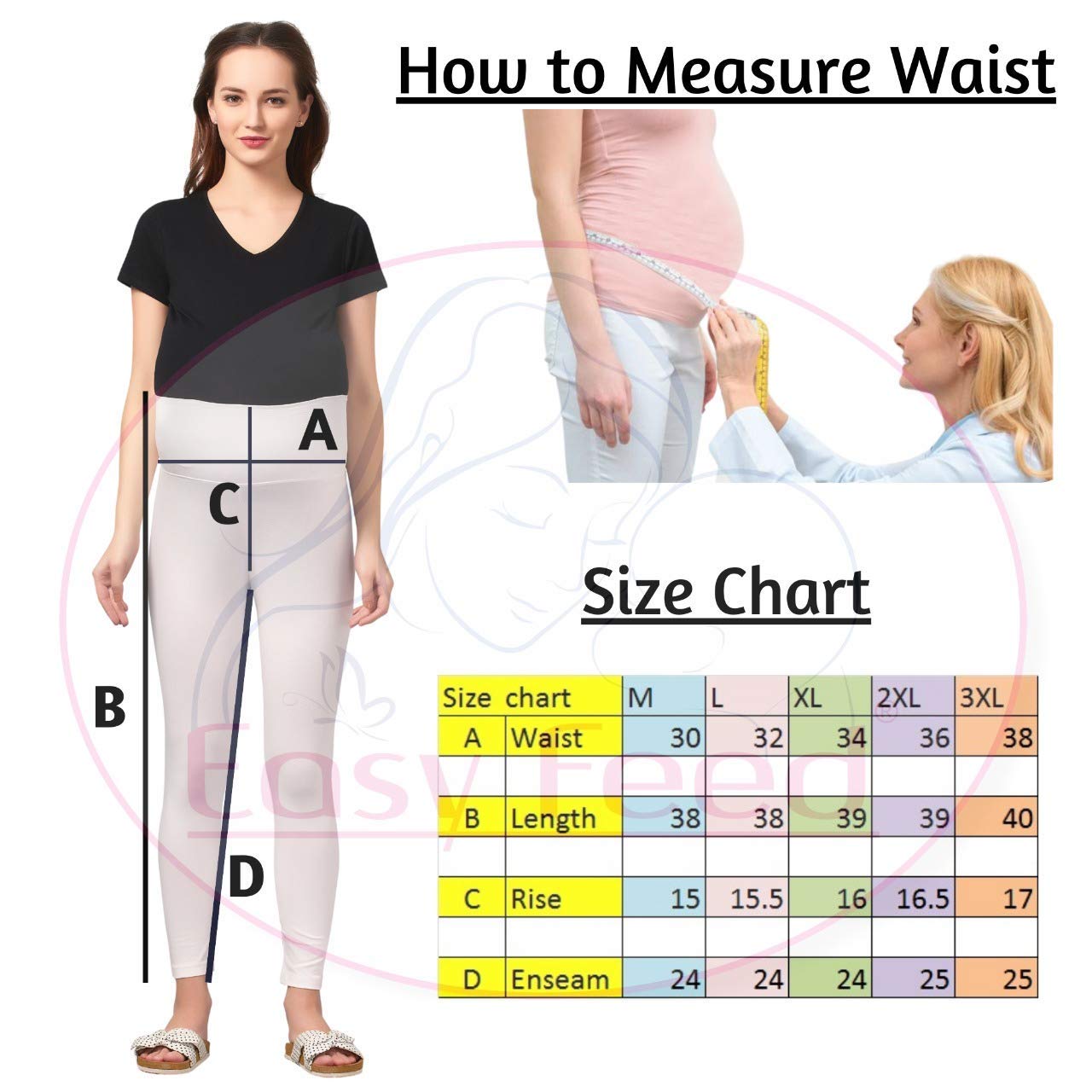 Easy Feed Women's Maternity Leggings - Slim Fit, Cotton, Over-The-Belly Design with Elastic Waistband |Comfortable Pregnancy Pants for Moms-to-Be (Navy Blue, 2XL) - Image 6 thumbnail