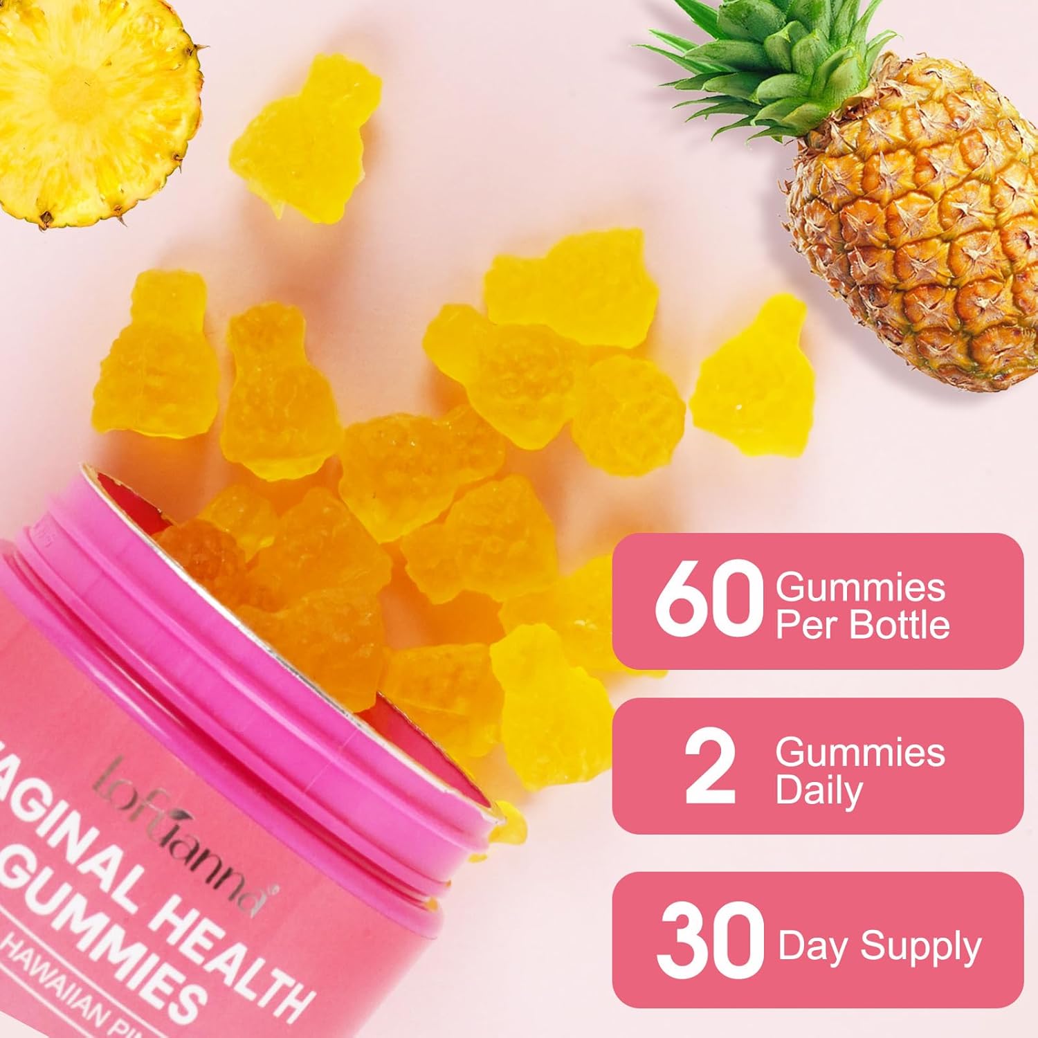 Vaginal Probiotics Gummies, Premium Feminine Balance Gummies for Women, Vaginal Probiotics for Women pH Health Supplement, Promote Healthy Vaginal Odor & Vaginal Flora, 60 Count