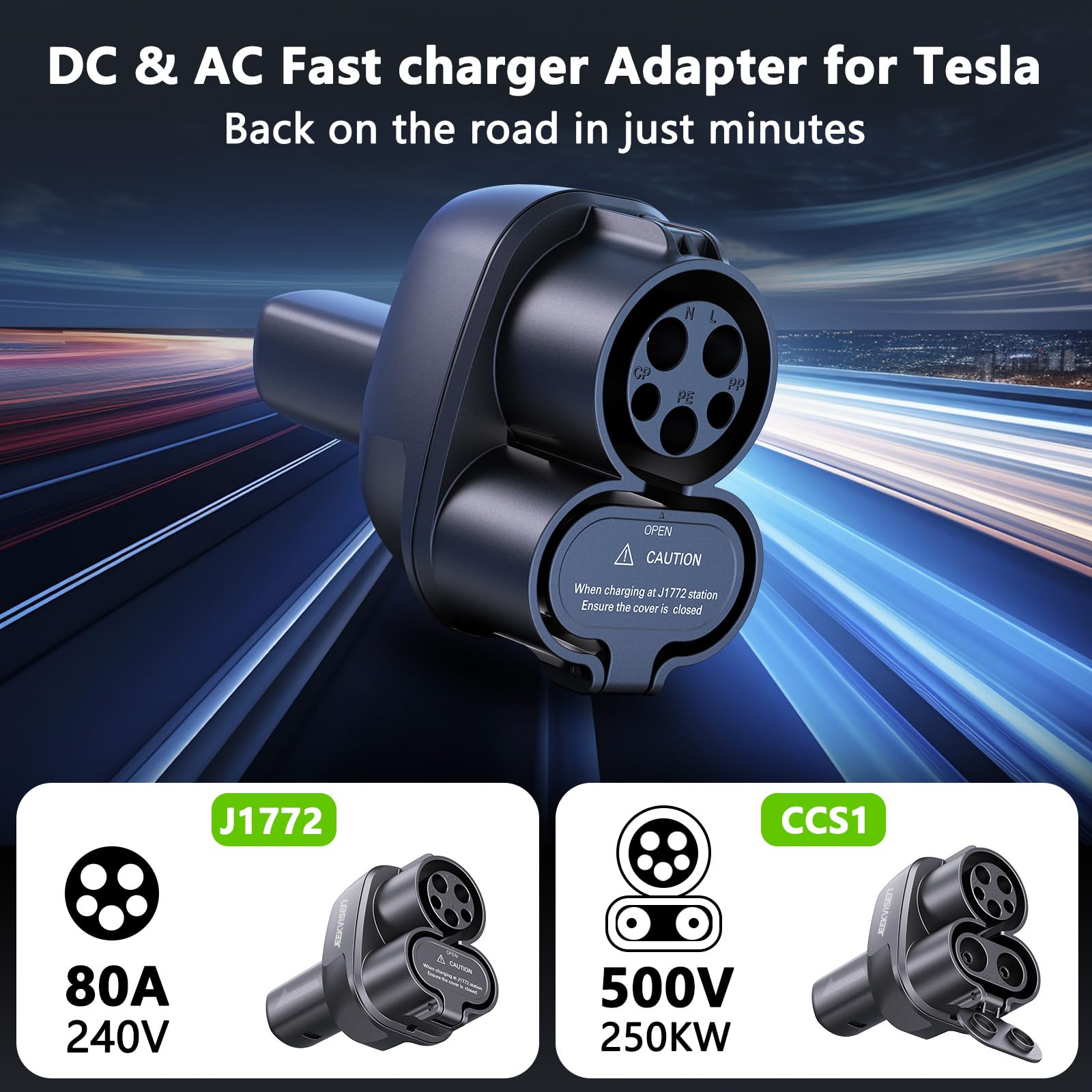 SAE J1772 Charger For Tesla Model 3 Y S X EV Public Charging Adapter 250V 60A