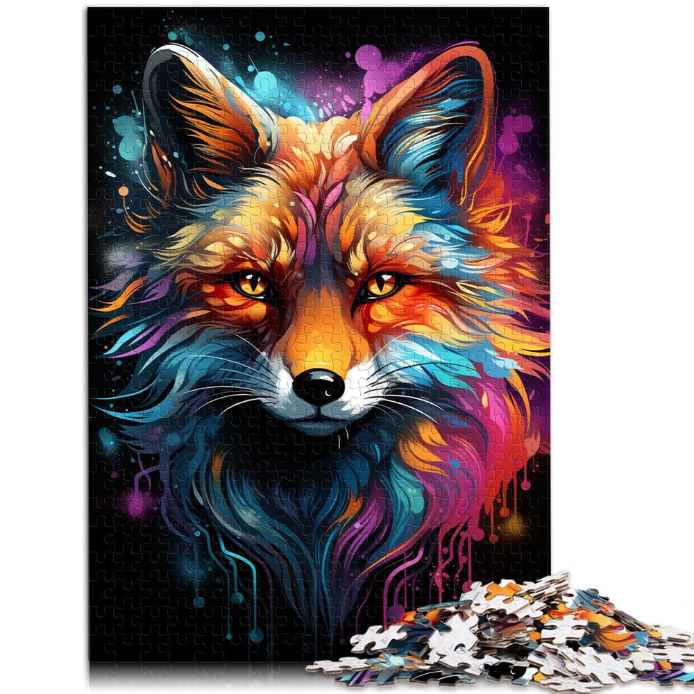 1000 Piece Jigsaw Puzzles for Adults Jigsaw Color drawing of fox Game Toys 19.7 in x29.5 in Family Game Stress Reliever Difficult Challenge Puzzle โ image 1