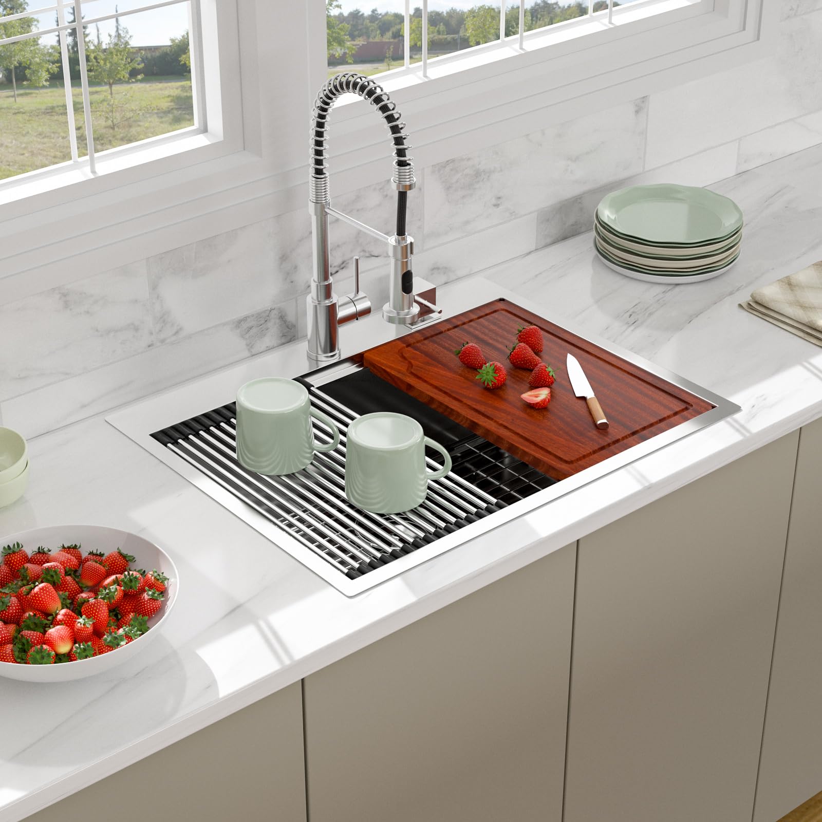 HOSINO Fregadero De Cocina De 28 Pulgadas, Fregadero Negro
