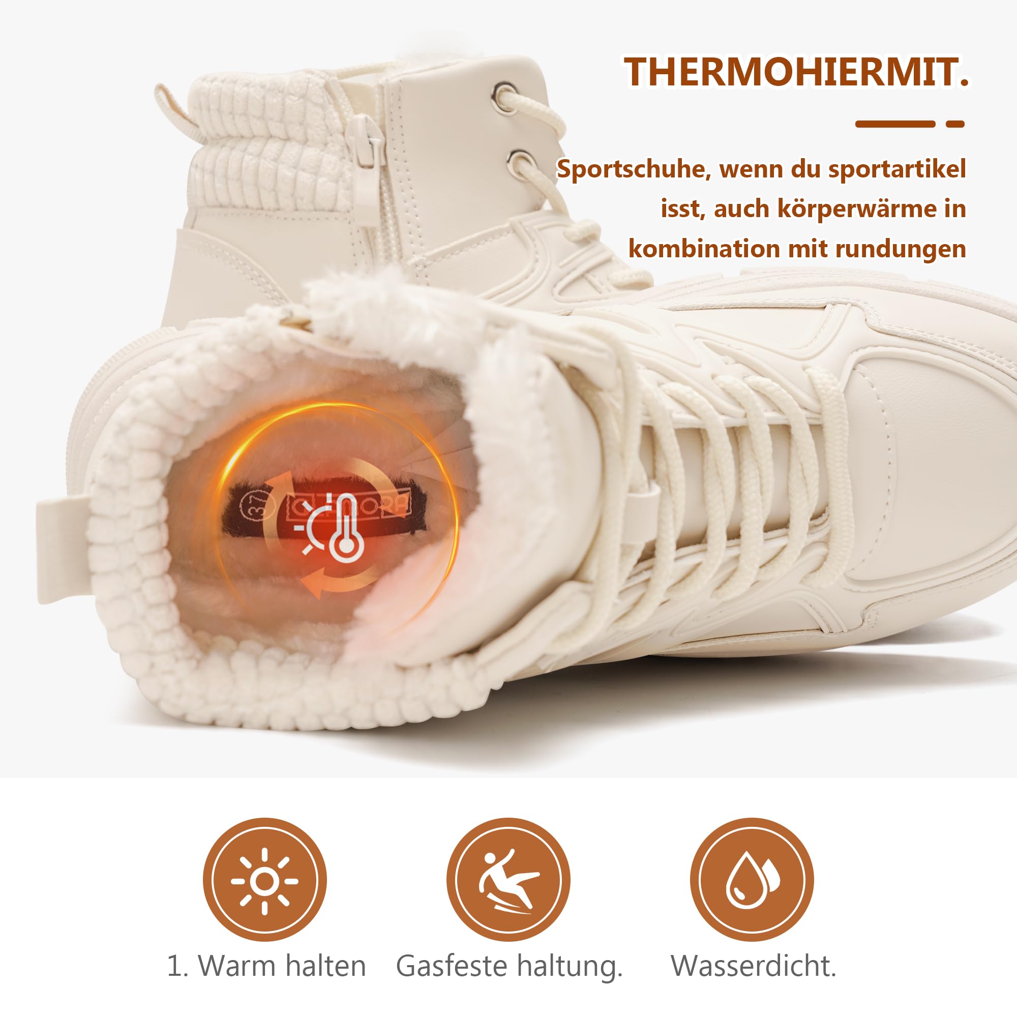 GLAMORA Botines de Invierno para Mujer con Interior de Pelo, Resistentes al Agua, Cremallera Lateral, Plataforma y Suela Antideslizante