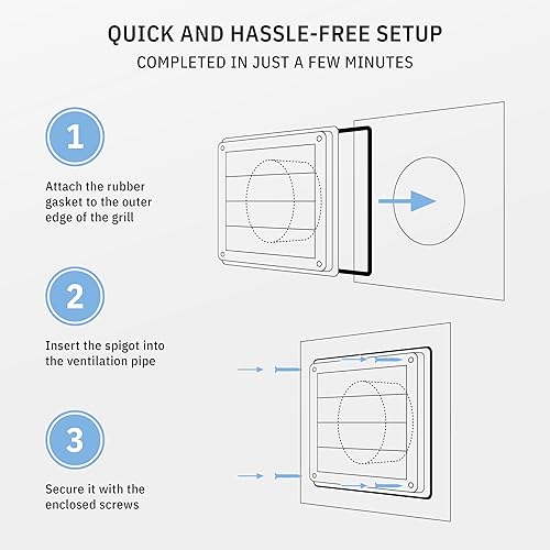 Miniatura 7 de Rejilla de ventilación para sistema de secado, para exterior, de acero inoxidable, para campana de ventilación de pared, secador de ventilación de