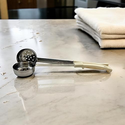 Miniatura 6 de Cuchara ranurada de acero inoxidable para control de porciones de 3 onzas para medir y servir cucharas de grado comercial (paquete de 2)