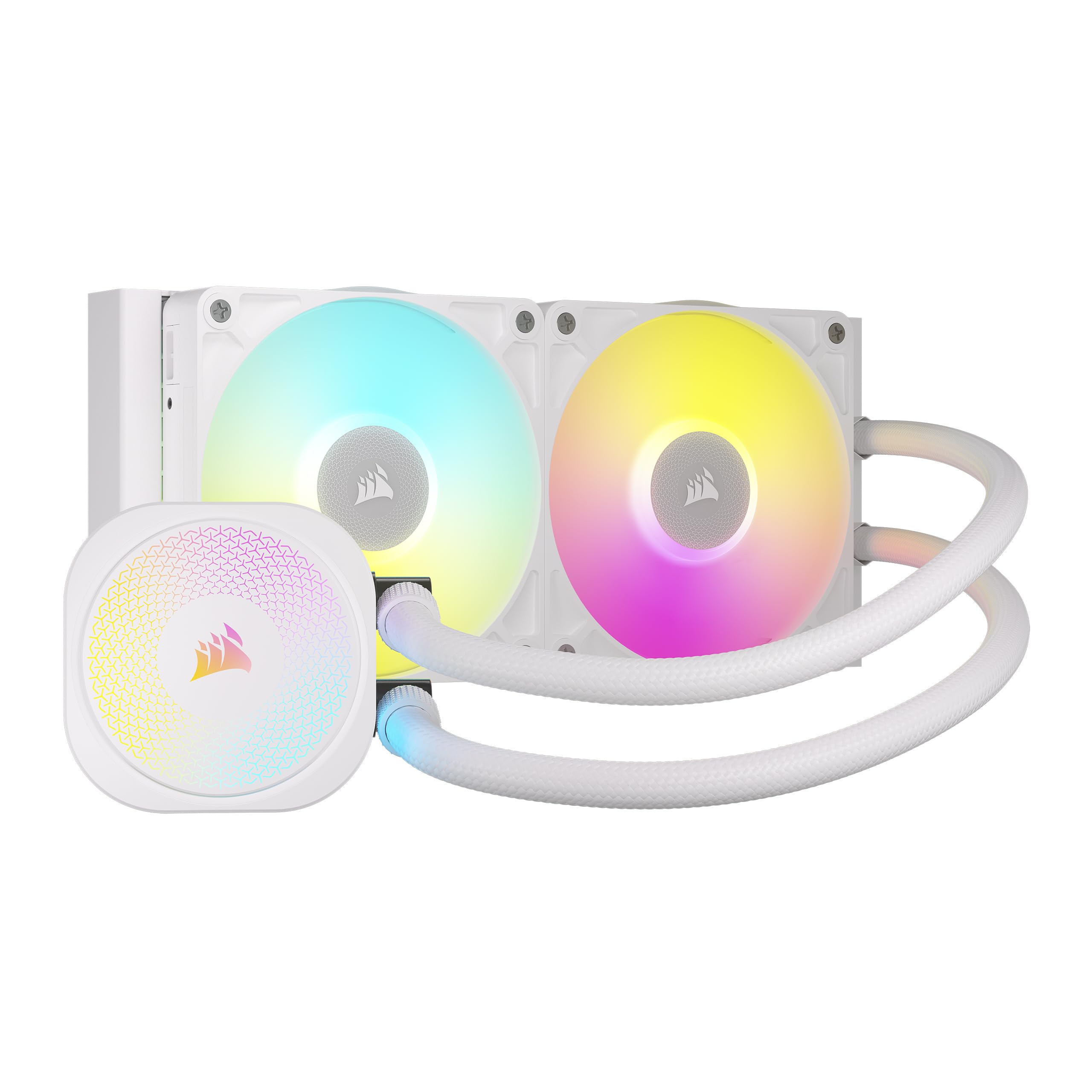CORSAIR iCUE LINK TITAN 240 RX RGB Raffreddatore CPU a Liquido – 240mm AIO – 2x RX120 Ventole RGB Incluse – Adatto a Intel LGA 1851/1700, AMD AM5/AM4 – Hub di Sistema iCUE LINK Incluso – Bianco