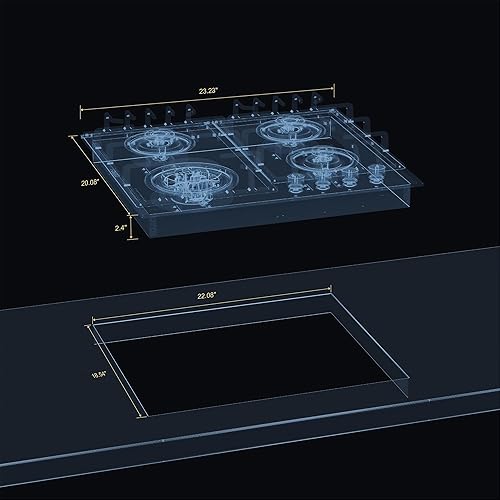 Miniatura 7 de Empava - Anafe para estufa de acero inoxidable integrada, 34 pulgadas, con quemadores Italy Sabaf, EMPV-34GC5B90A.