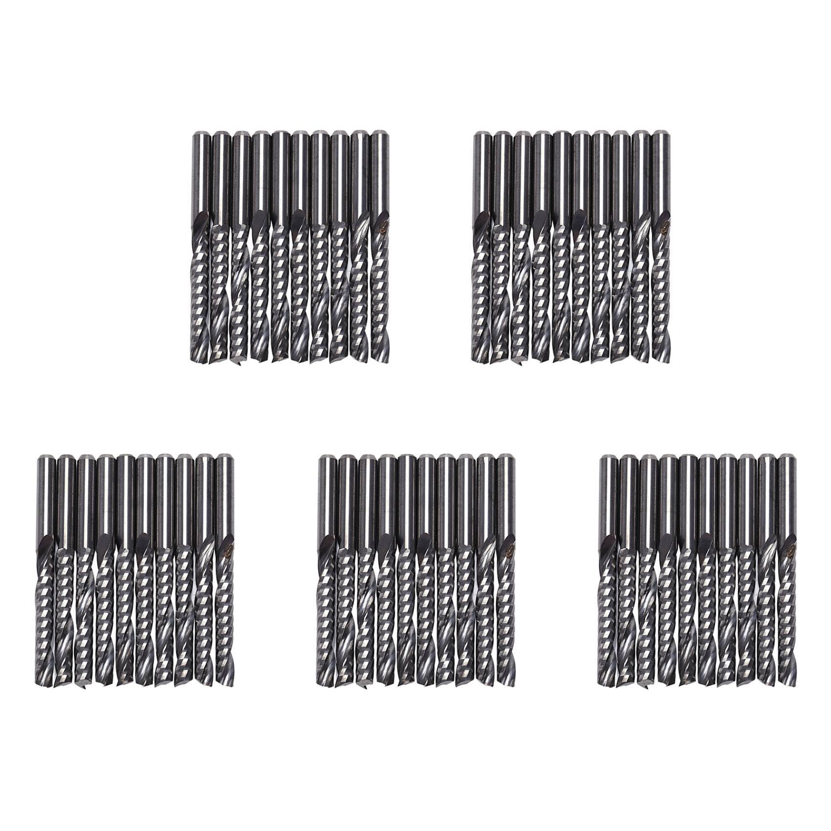 Jnchdghwa Silver 50Pcs Cnc Router Bits 3.175 X 22Mm Single Flute Spiral Carbide Cnc Router Bits Milling Cutter