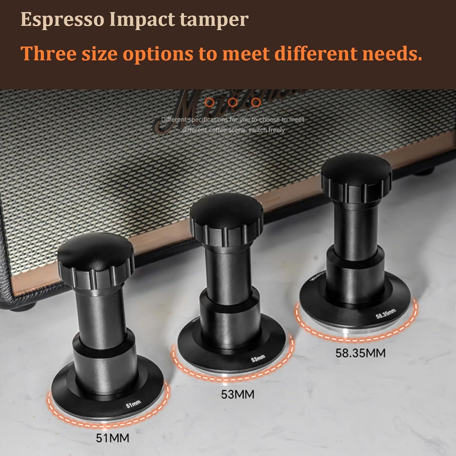 51mm Espresso Tamper,Impac Coffee Tool Espresso,Compatible with Delonghi Portafilter 51mm,Adjustable 25lb to 30lb,Stainless Steel Aluminum(51MM Black)