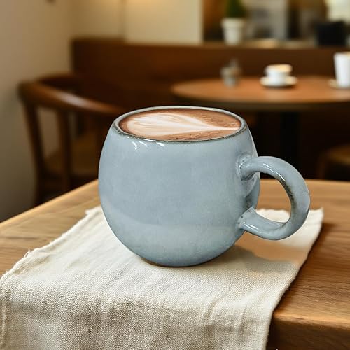 Miniatura 5 de XINRRY Taza de café grande de cerámica, taza de café redonda grande de 18 onzas con asa, taza de té vintage para oficina y hogar, apta para