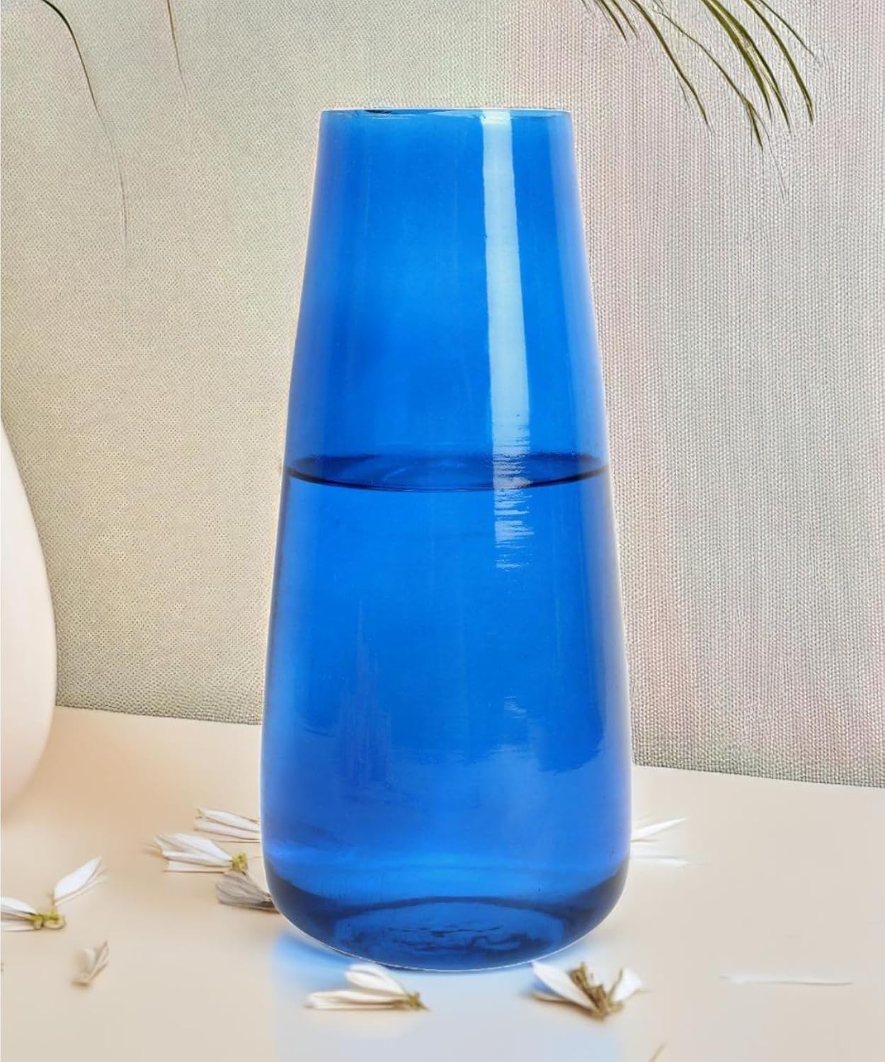 Advik - Handcrafted Modern Design Flower Decorative Tabletop Glass Vase for Home & Office (Blue)-image-45