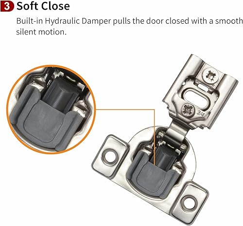 Miniatura 4 de Bisagra compacta para armario de cocina (cierre suave, 105 )