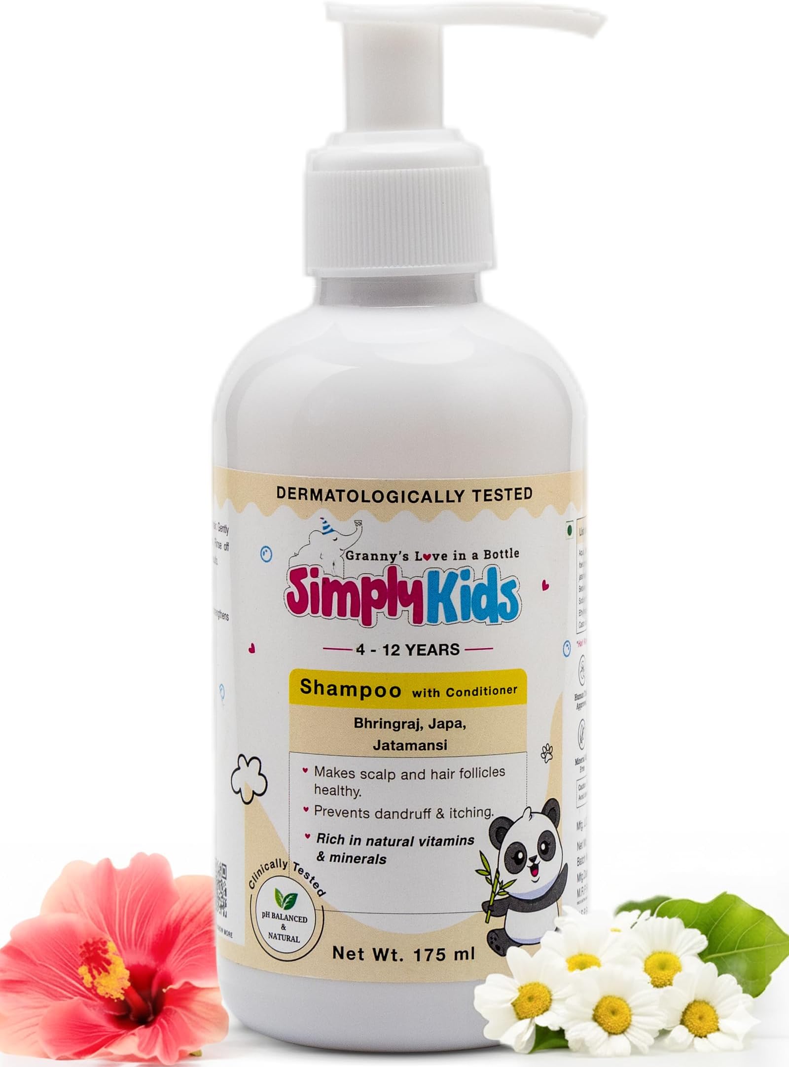 2-in-1 Shampoo & Conditioner for 4-12 Years | pH Balanced, Efficacy Proven | Softens, Strengthens & Detangles | Natural Ingredients, No Harmful Chemicals | Tear-Free, Gentle Formula | Safe for All Hair Types | 175ml