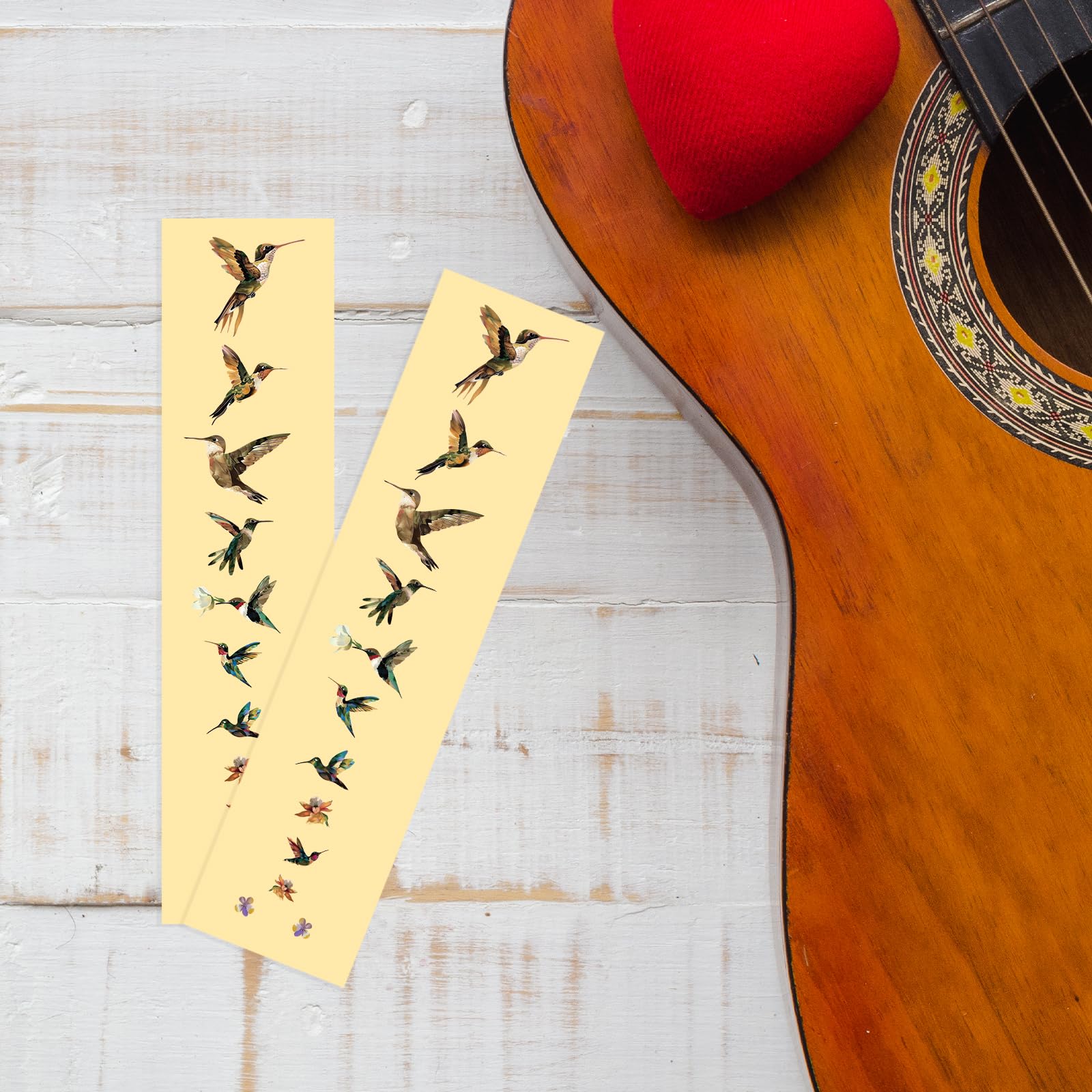 PLIGREAT 2 Pz Chitarra Decor Adesivi Chitarra Collo Adesivo Fai Da Te Chitarra Decor Uccelli Rimovibili Decalcomanie Fiori per Chitarra Acustica Decor Chitarra Musicale Basso Forniture