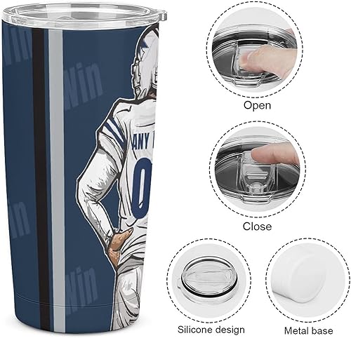 Miniatura 4 de Custome - Botella de agua de fútbol, 20 onzas, tazas de café de fútbol para entrenadores, regalos de cumpleaños, termo aislado para adolescentes,