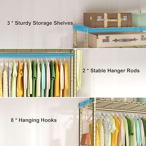 Vista 59 de FUTASSI P3 Plus - Perchero con ruedas, perchero para colgar ropa, resistente con ruedas, estante de armario portátil independiente de 45 pulgadas