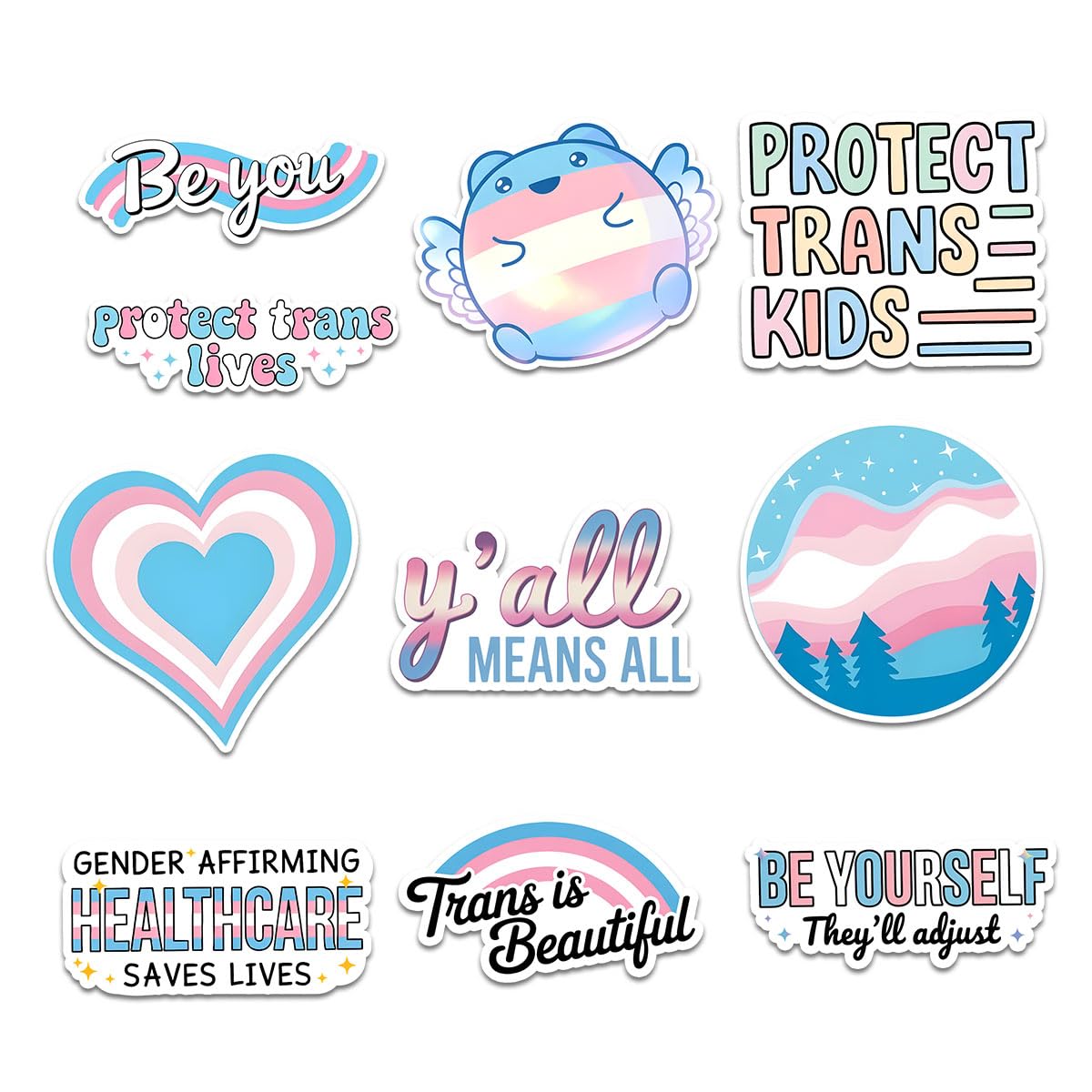 Autocollants LGBTQ+ transgenres en vinyle pour célébrer la diversité ensemble