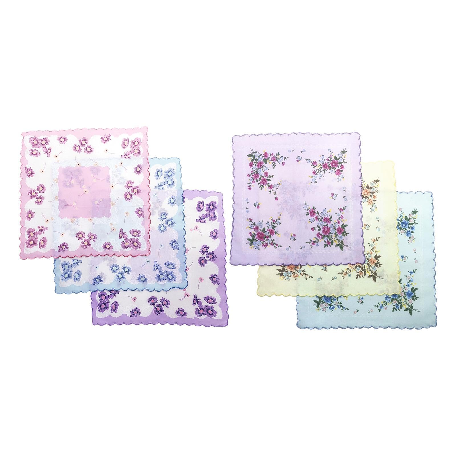 Womens Handkerchiefs Bulk Flowers Printed Flower Handkerchief 6pcs|Clothing, Shoes & Accessories | Vintage | Vintage Accessories | Handkerchiefs-image-12