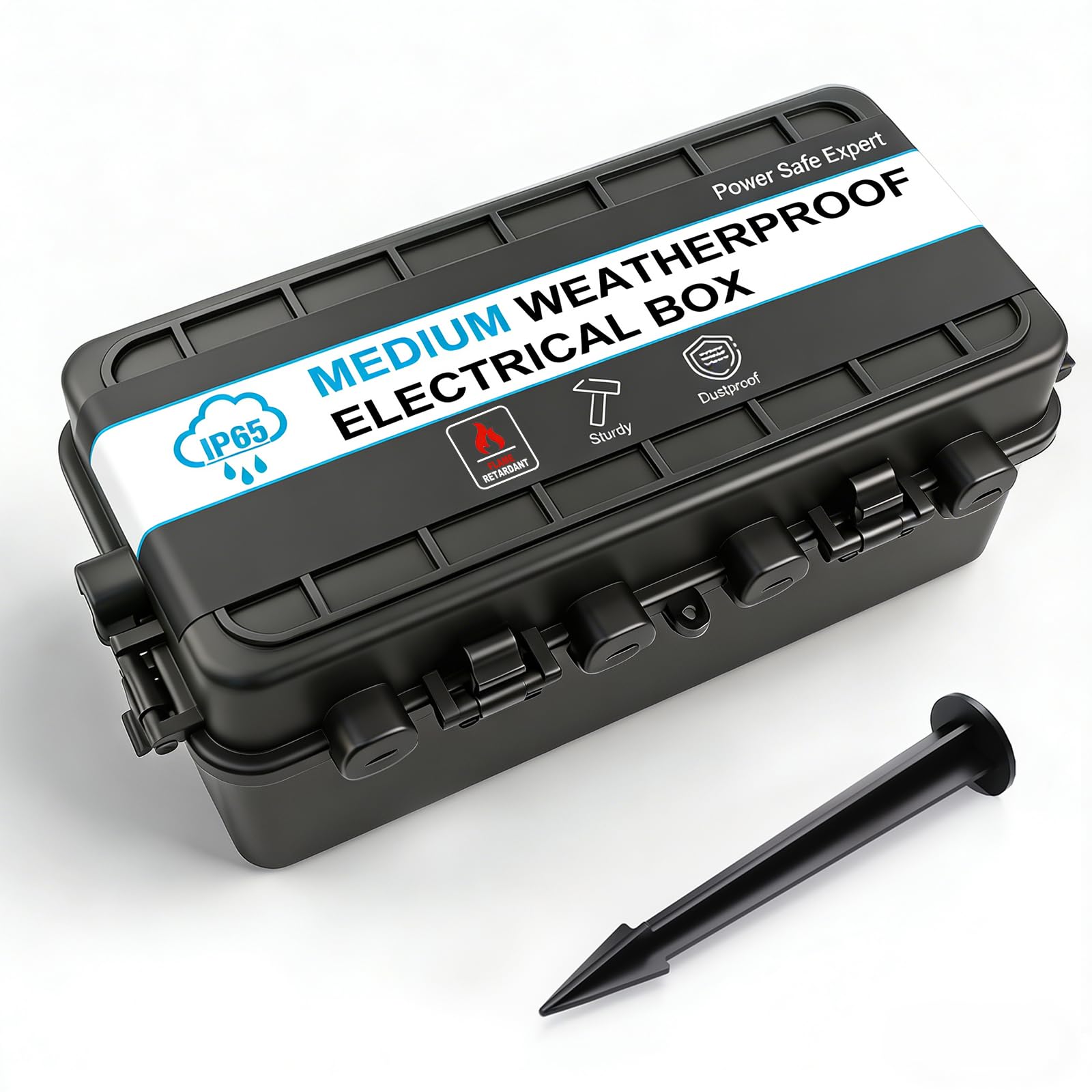 IP65 Outdoor Electrical Box, Weatherproof Extension Cord Box for Indoor & Outdoor Use, Protects Outlets & Power Bar (≤8.66×3.74 in), Inter Size: 9.45×4.17×2.52 in (Black-M)