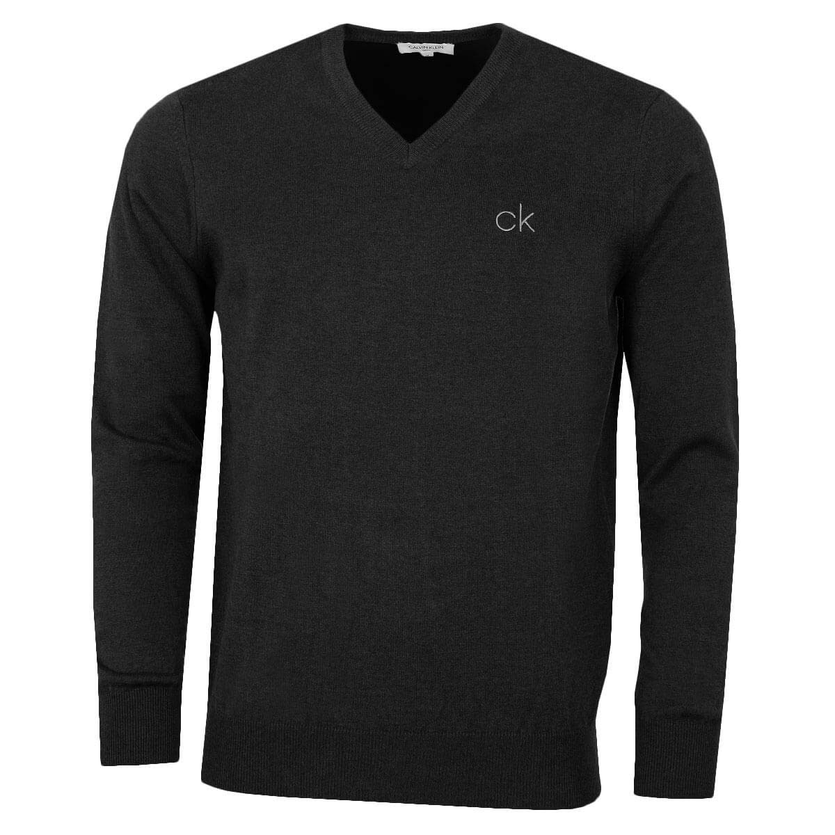 Calvin Klein Men's Charcoal Marl Golf V-Neck Tour Sweater - Xl