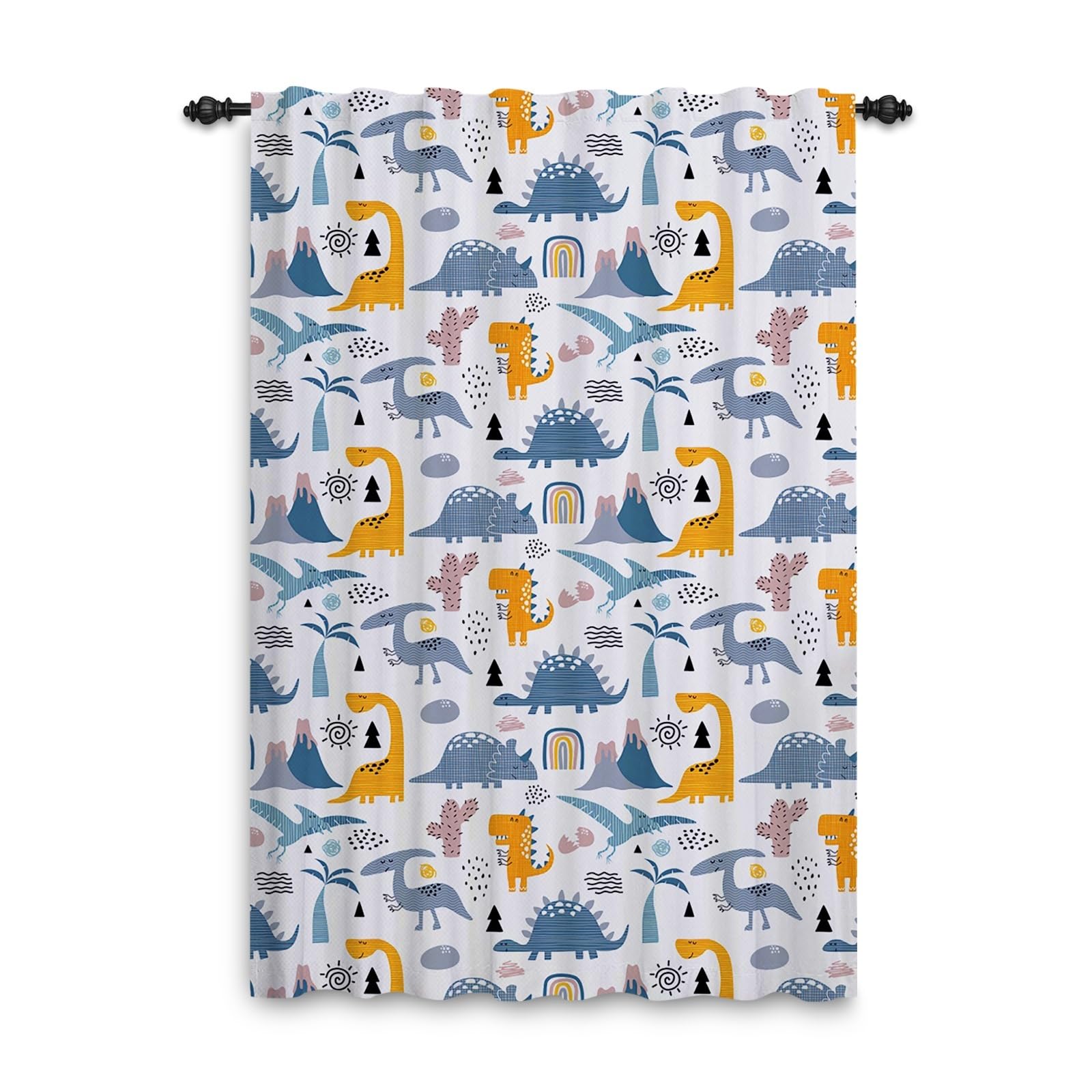 ggaimwf Dinosaur Curtains for Kids Bedroom Cartoon Dino Wildlife Animals Jurassic Colorful Window Drapes Curtains Back Tab Nursery Hanging Room Divider Interior Curtain 132x214cm 1 Panel