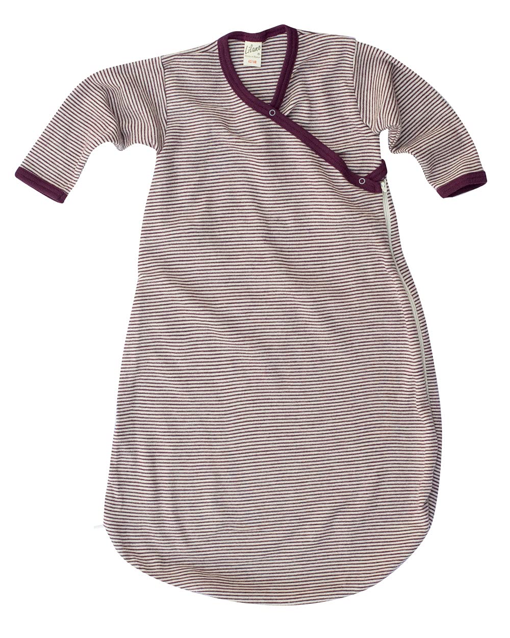 Lilano, Wickelsack Ringel, 70% Wolle (kbT), 30% Seide, 210 gr./m² (Beere/Natur, 50-56)