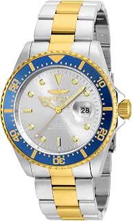 Men's Pro Diver 43mm Stainless Gold Steel Quartz Casual Watch, Silver/Orange, Gold/Beige, Two Tone/Silver (Model: 22022, 22065, 22061)