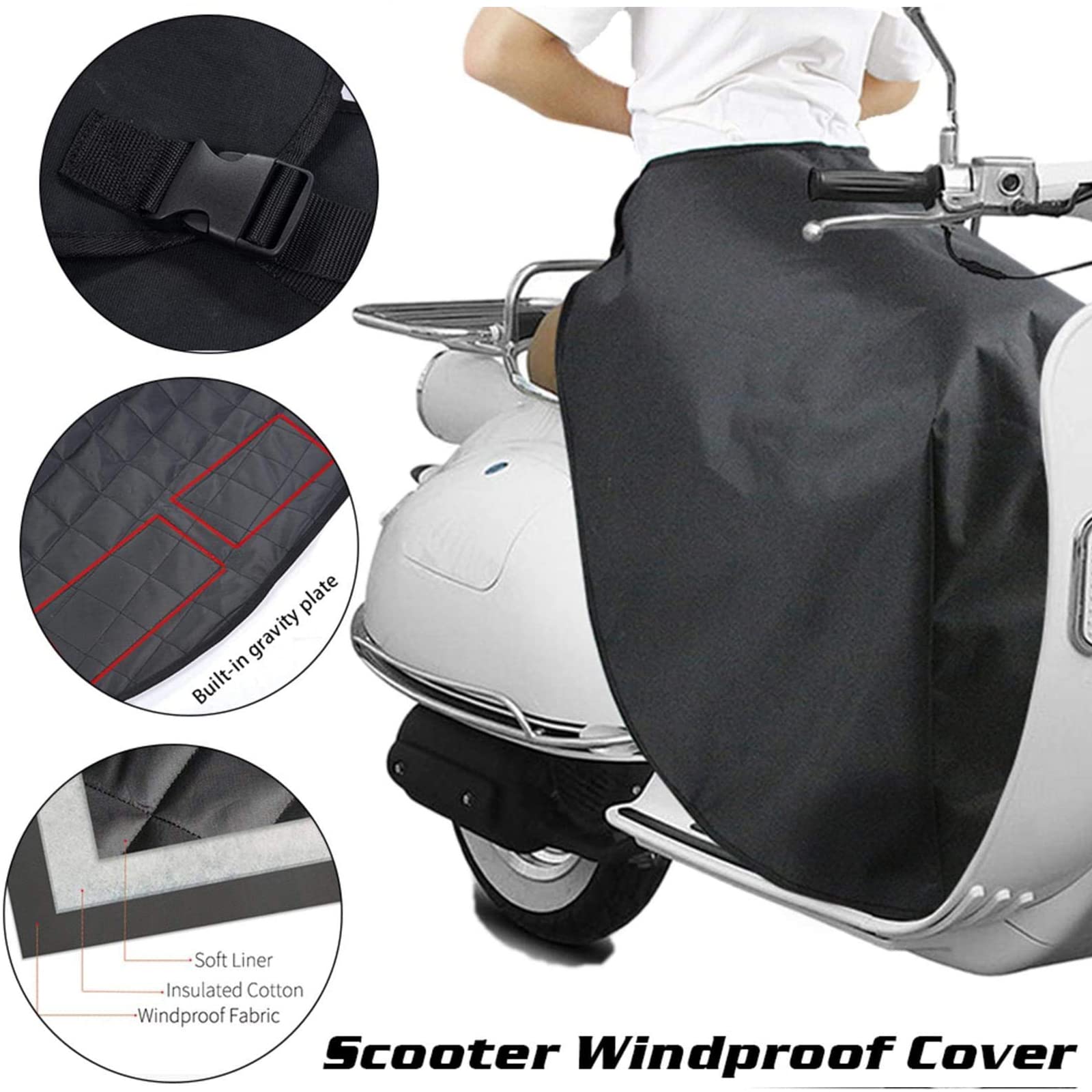 Pare-Brise de Moto, Tablier de Pare-Brise de véhicule électrique Froid et Chaud, Couvre-Jambes Coupe-Vent d'hiver et Velours imperméable