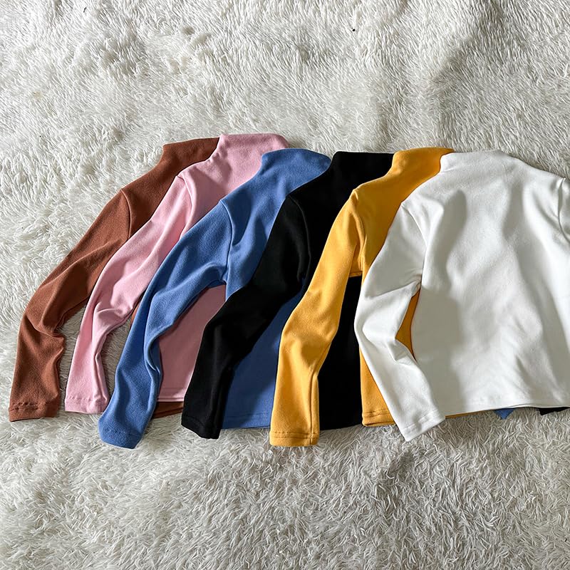 Long Sleeve Turtleneck Thermal Tees Toddler 1-5 Years Fleece Lined Solid Shirts for Fall/Winter – Girls Boys Cozy Outfit4