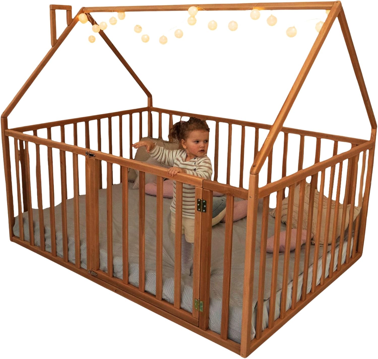 Toddler Bed with Rails - Montessori Floor Bed High Rails - Extra Tall Montessori Floor Bedframe by BUSYWOOD, (Small/Twin/Full/Queen/King Size), Alder Wood, Handmade in Europe (Model 21)