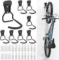 Vista 10 de Housolution Soporte de Pared para Bicicleta con Gancho Fijo, [Paquete de 6] Estante de Almacenamiento para Bicicletas de Servicio Pesado, Soporte
