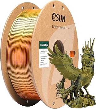 eSUN Silk PLA 3D Printer Filament 1.75mm Black Gold Dual Color Shiny Silky Filament, Dimensional Accuracy +/-0.03mm, 1kg 2.2lbs Cardboard Spool for Most FDM 3D Printers