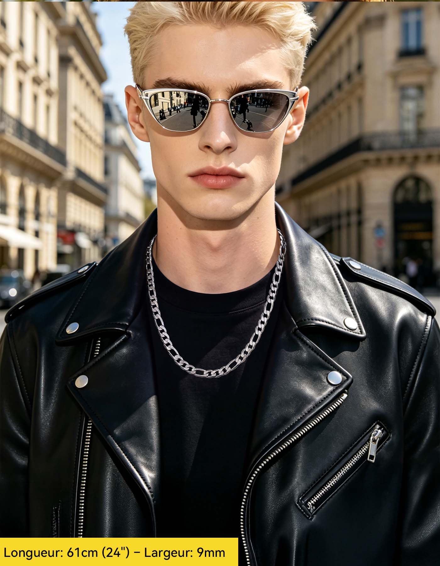 ChainsHouse Chaine Homme Figaro 1+3 Collier Homme Acier Inoxydable Maille Punk Femme Ras de Cou Petit Rock, 4/6/9/13mm Largeur,36-76cm Longeur, Argenté/Doré/Noir Chaîne Bijoux Cadeau Ami