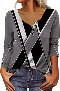 Tunic Women's Summer Top Women's Blouses & Tunics For Women T-Shirt Women's Tunic Italian Fashion Loose Long Sleeve Irregular Print Scoop Neck Button T-Shirt Top Silk Top Women, b, M
