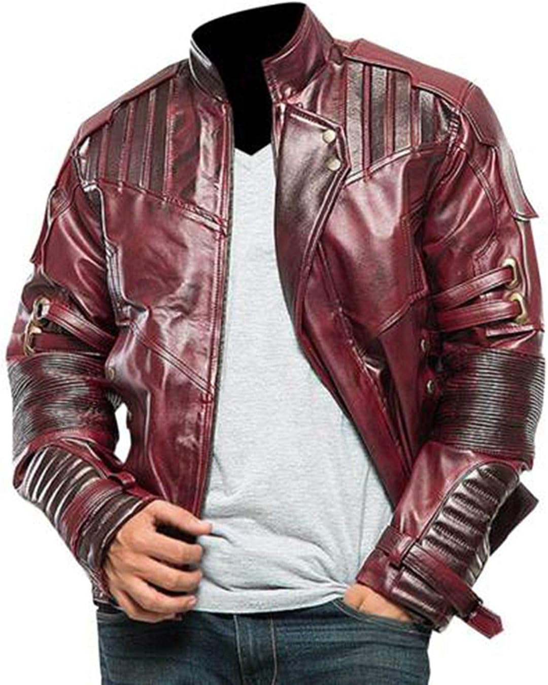 Men's Peter Guard Galaxy Star King Adult Costume Halloween Distressed Maroon Quill Cosplay
